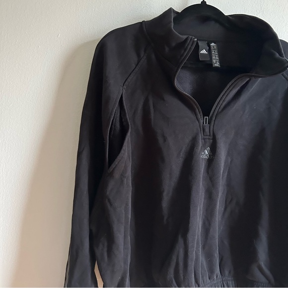 Adidas Black Relaxed Fit 1/2 Zipped Athletic Sweater - Picture 2 of 7